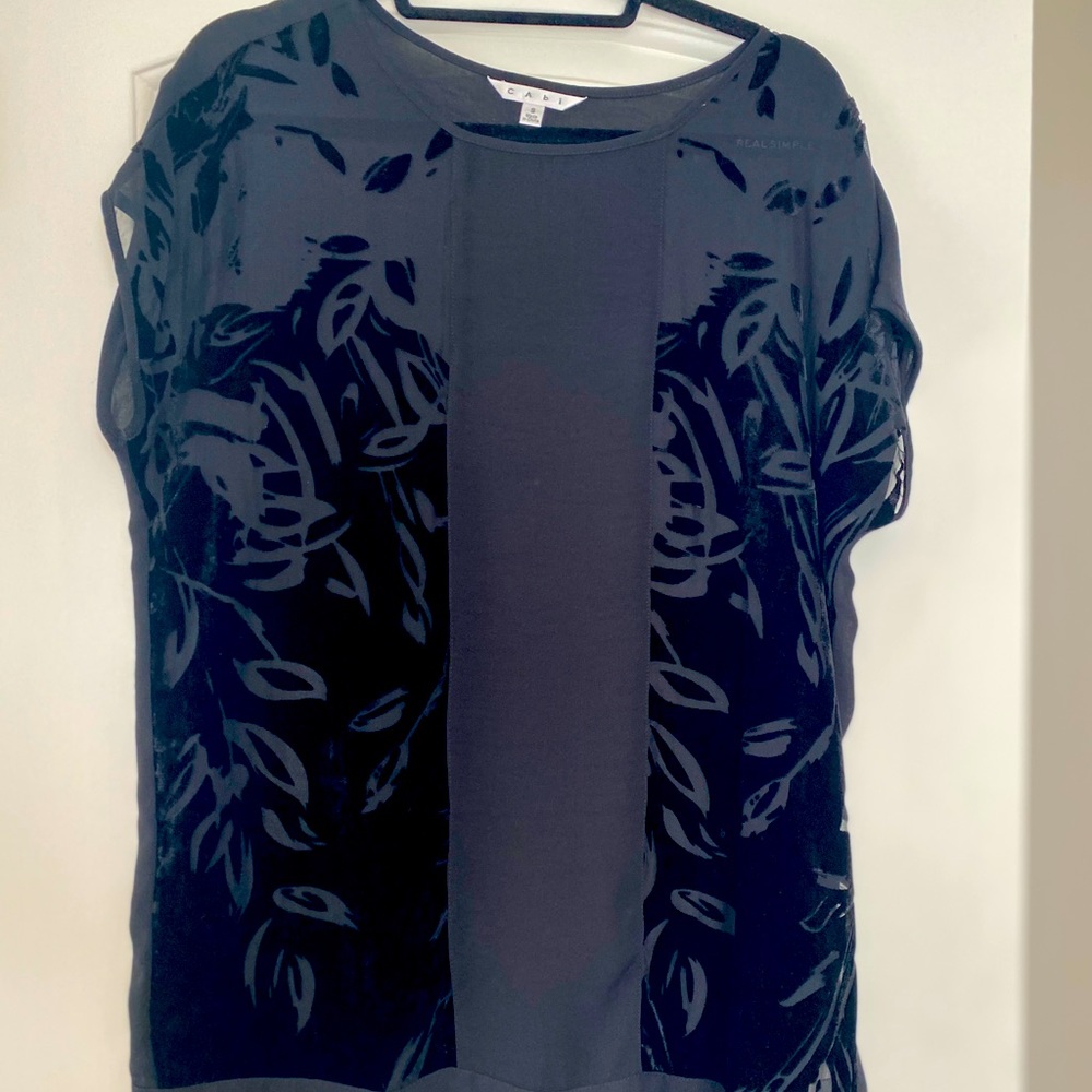 Cabi small black velvet blouse/tunic